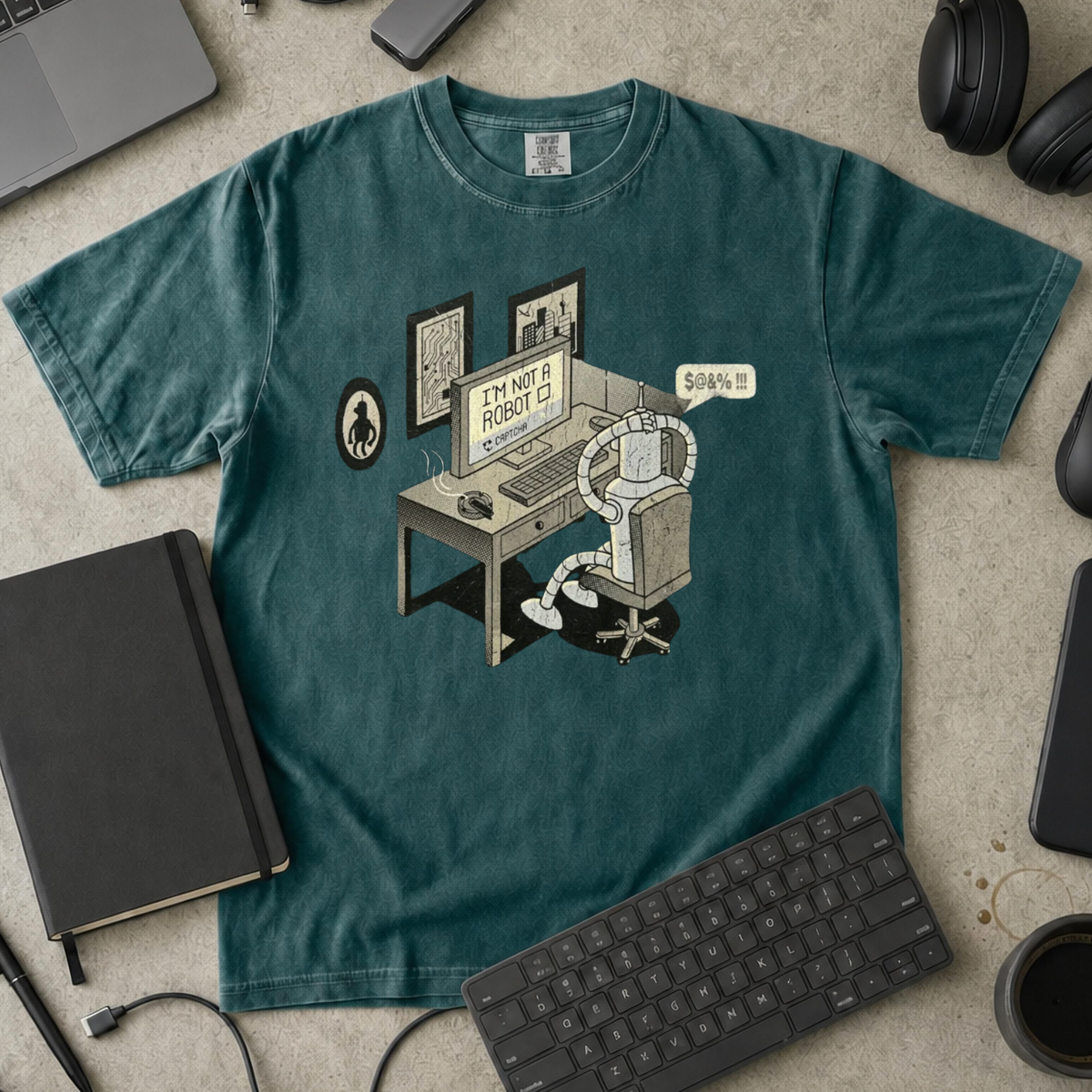 I'm Not A Robot Captcha Premium Shirt — blue spruce Premium Shirt mock-up