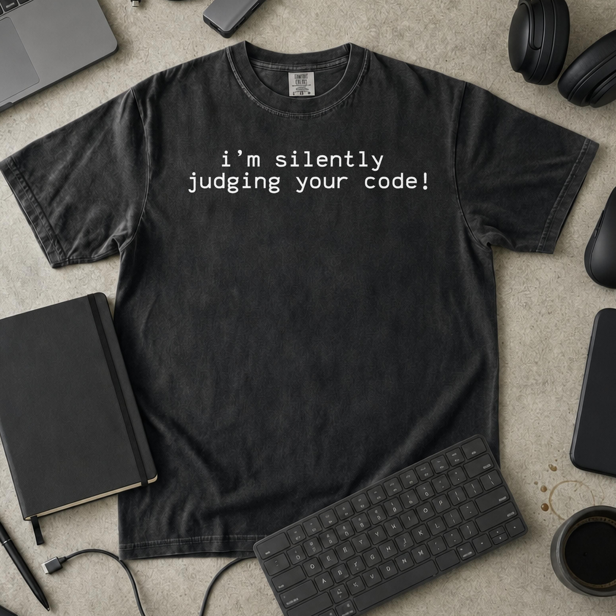 i'm silently judging your code Premium Shirt — black Premium Shirt mock-up