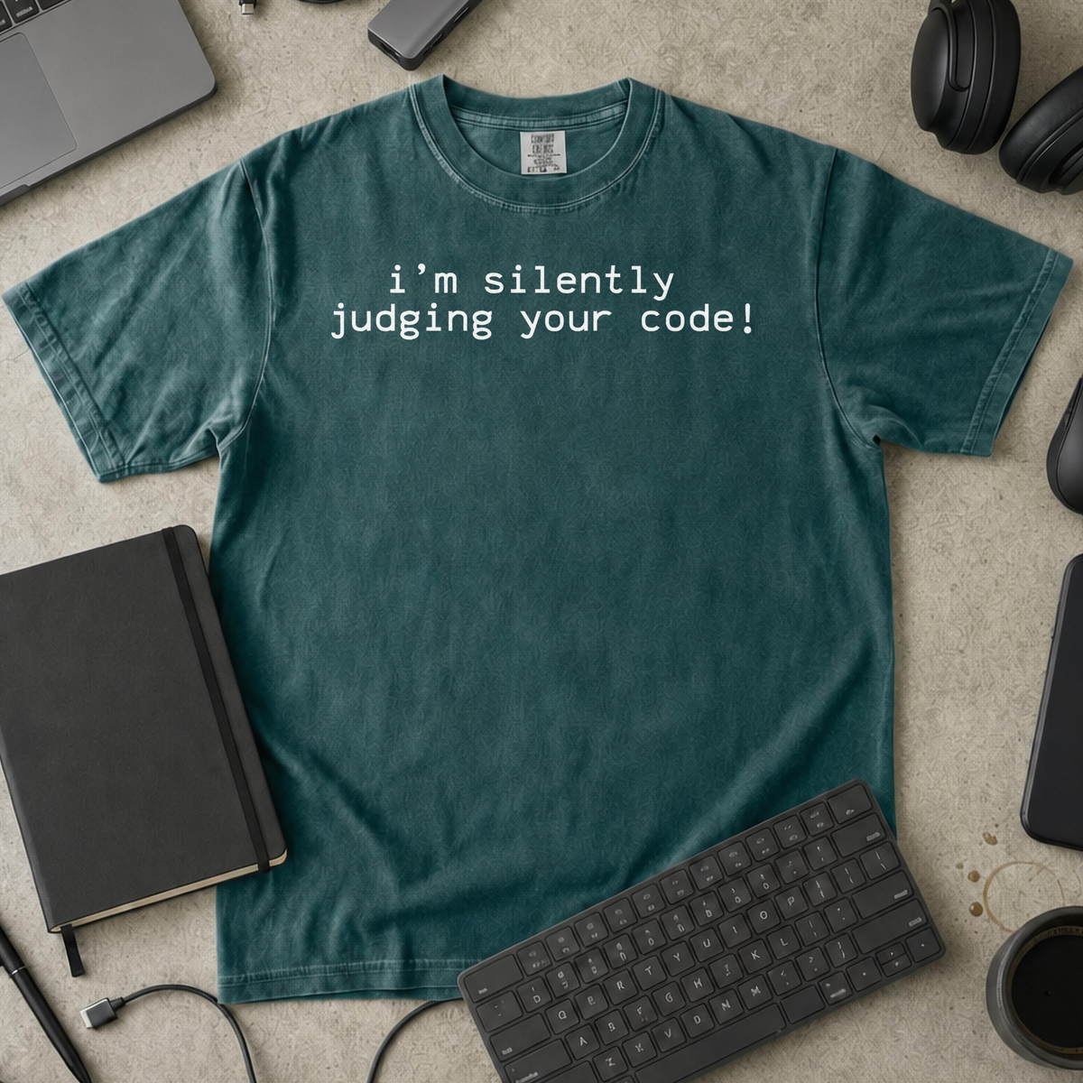 i'm silently judging your code Premium Shirt — blue spruce Premium Shirt mock-up