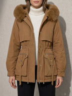 Women's Jacket Hooded Plush Trim