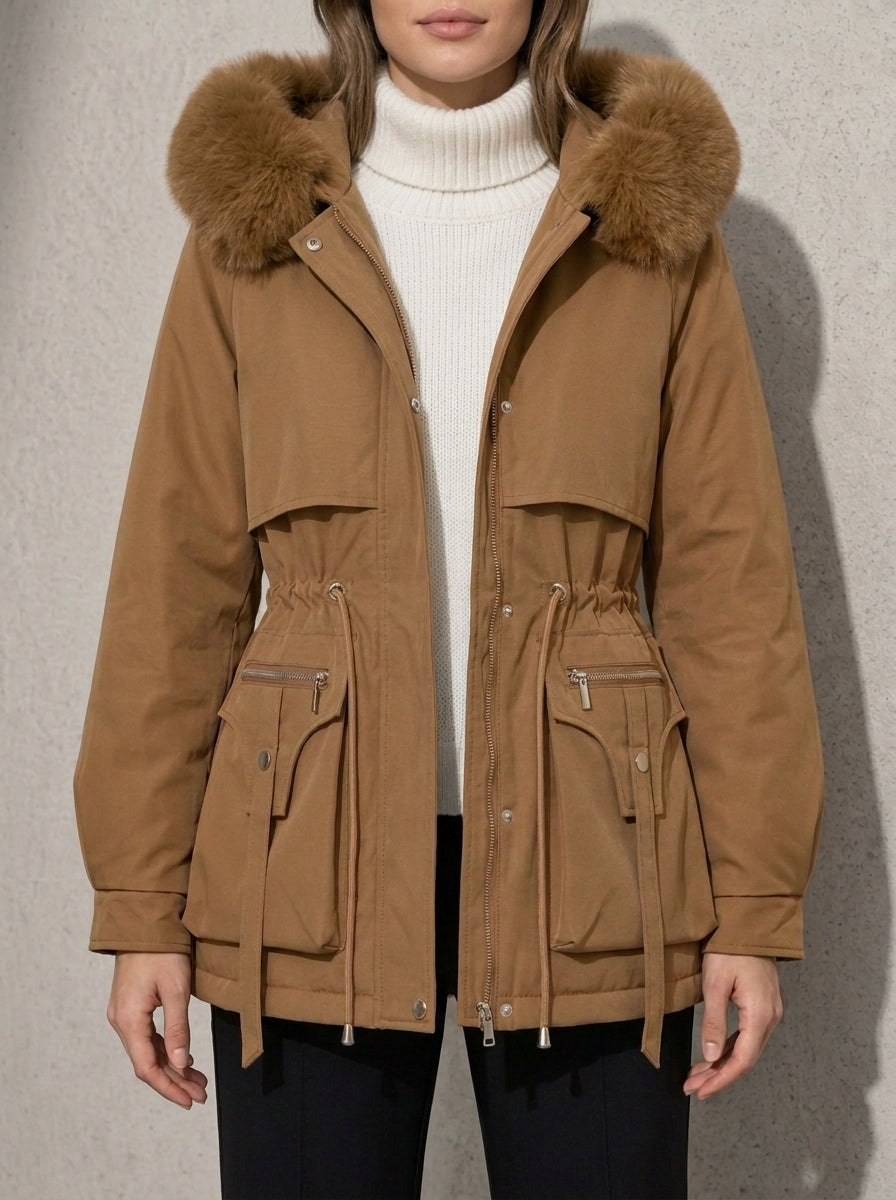Women's Jacket Hooded Plush Trim