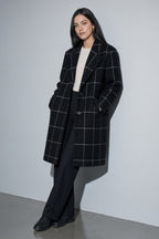 Women's Coat Windowpane Plaid Longline