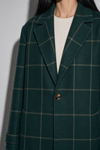 Women's Coat Windowpane Plaid Longline