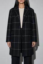 Women's Coat Windowpane Plaid Longline