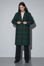 Women's Coat Windowpane Plaid Longline
