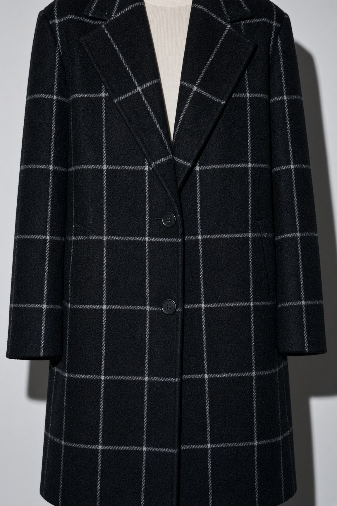 Women's Coat Windowpane Plaid Longline