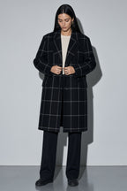 Women's Coat Windowpane Plaid Longline