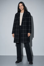 Women's Coat Windowpane Plaid Longline