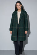 Women's Coat Windowpane Plaid Longline