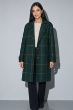Women's Coat Windowpane Plaid Longline