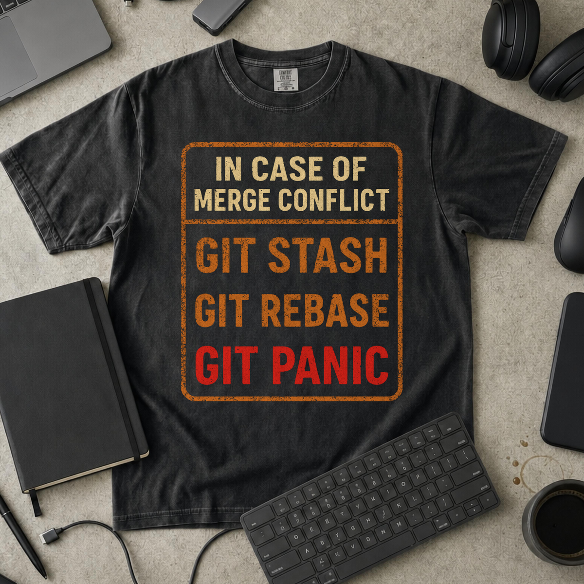 in case of merge conflict Premium Shirt — black Premium Shirt mock-up