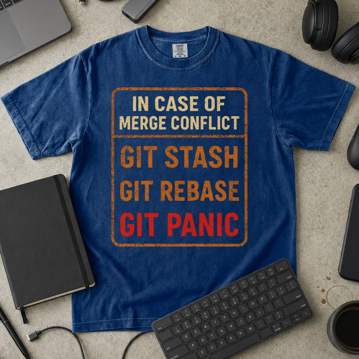 in case of merge conflict Premium Shirt — true navy Premium Shirt mock-up