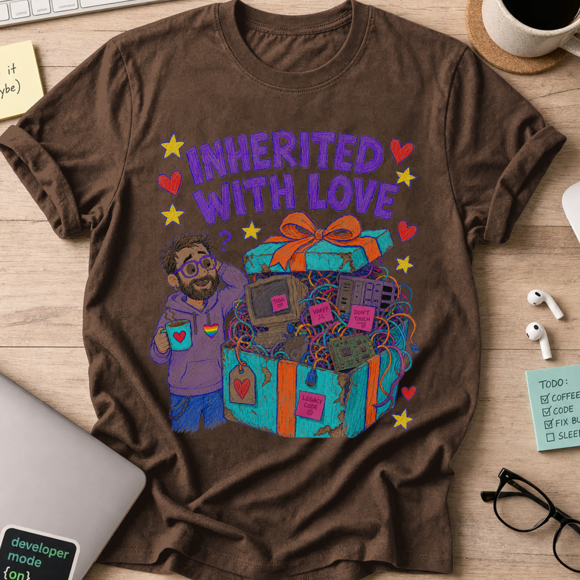 Inherited With Love Shirt — Dark Chocolate storefront mockup