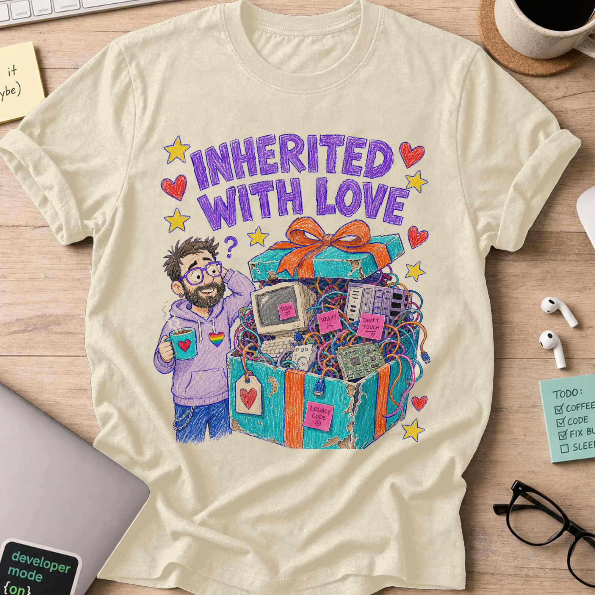 Inherited With Love Shirt — Natural storefront mockup