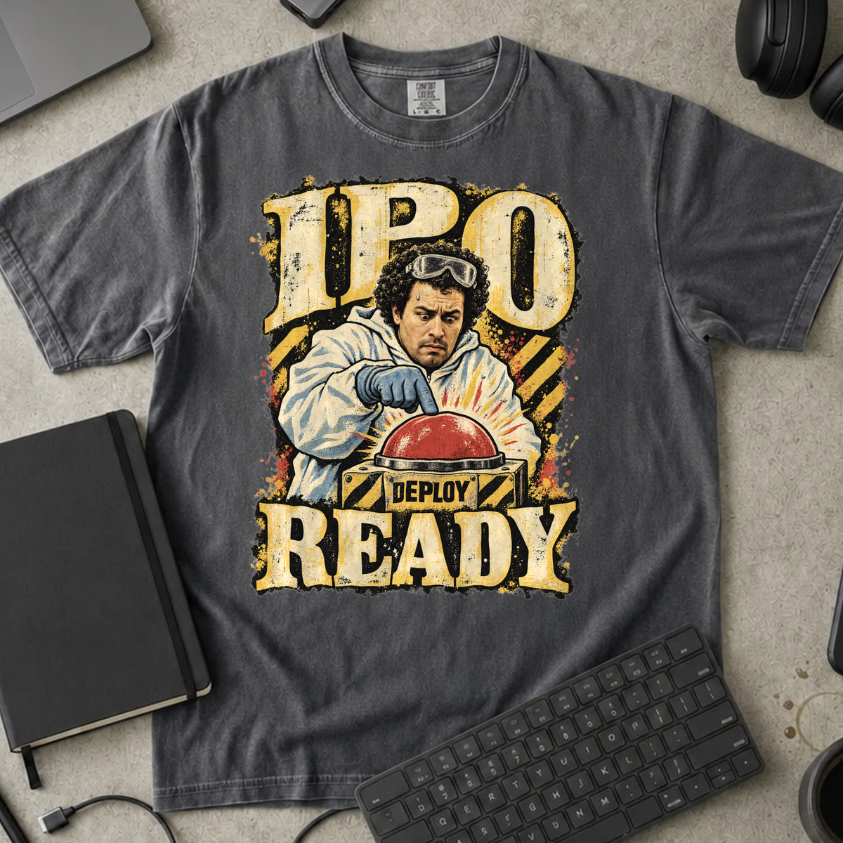 IPO Ready Shirt — Pepper Comfort Colors 1717 flat lay