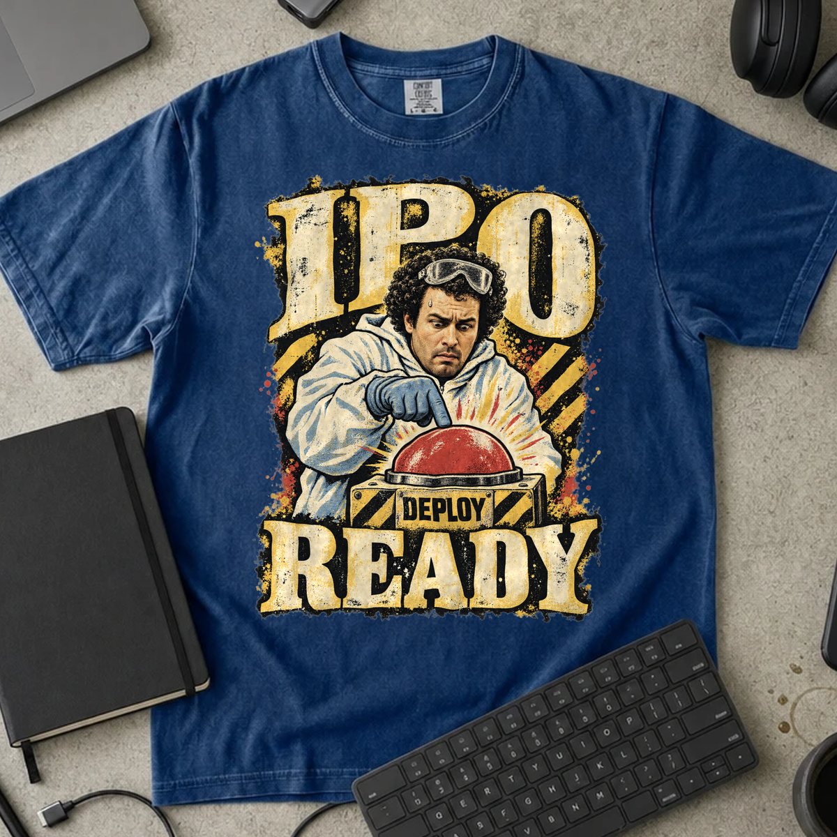 IPO Ready Shirt — True Navy Comfort Colors 1717 flat lay