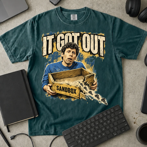 It Got Out Shirt — Blue Spruce Comfort Colors 1717 flat lay