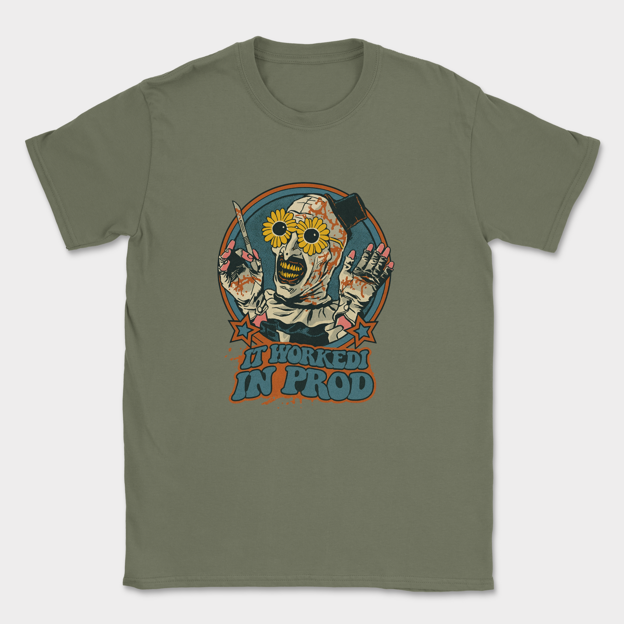 it worked in prod shirt — Military Green
