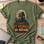 It Works on My Machine: The House Is Possessed Shirt — Military Green storefront mockup