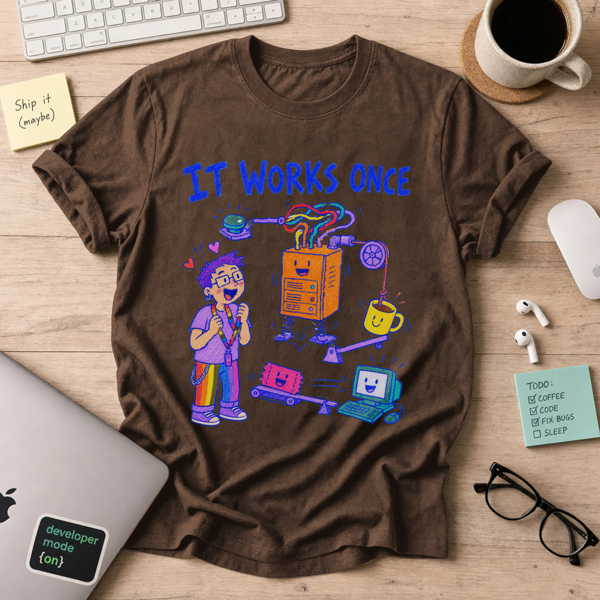 It Works Once Shirt — Dark Chocolate