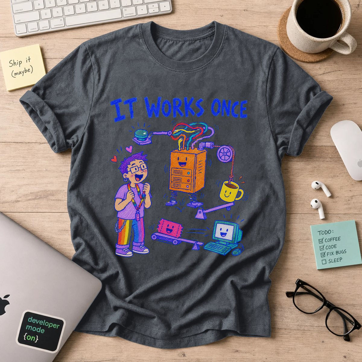 It Works Once Shirt — Dark Heather