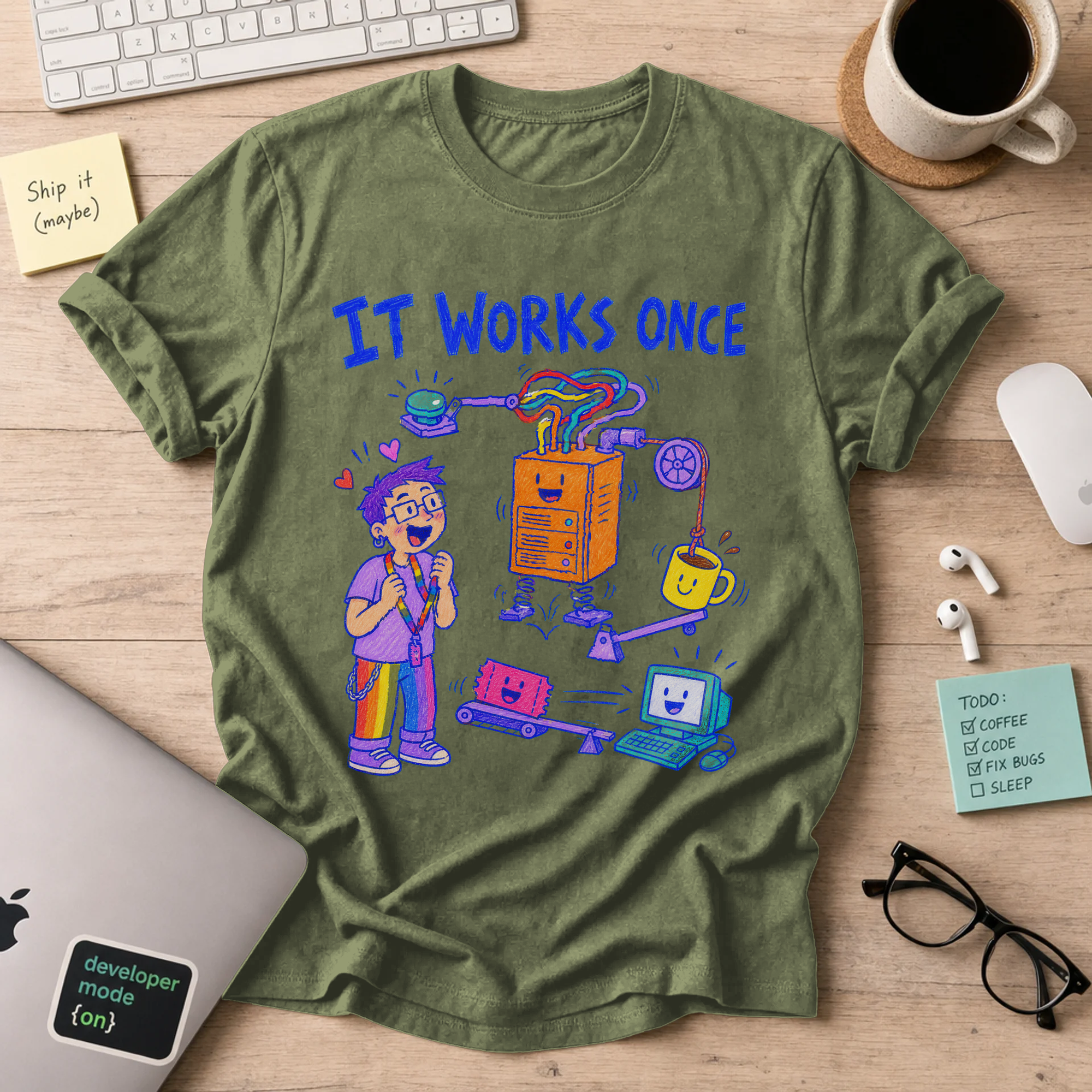 It Works Once Shirt — Military Green