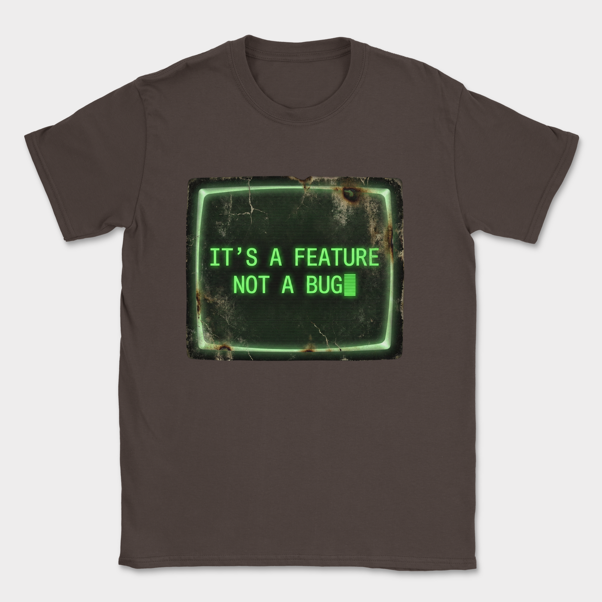 it's a feature not a bug shirt — Dark Chocolate