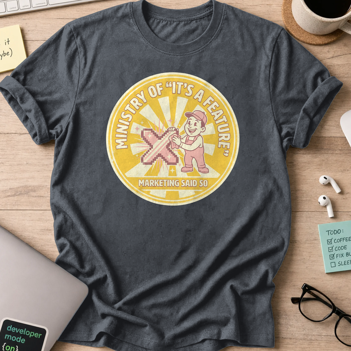 it's a feature shirt - Dark Heather