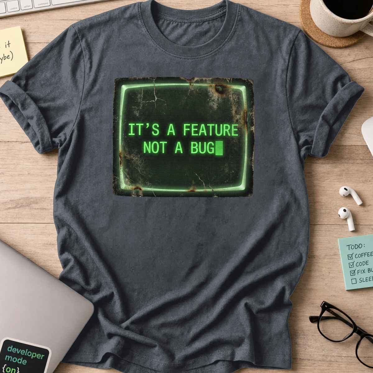 it's a feature not a bug shirt - Dark Heather