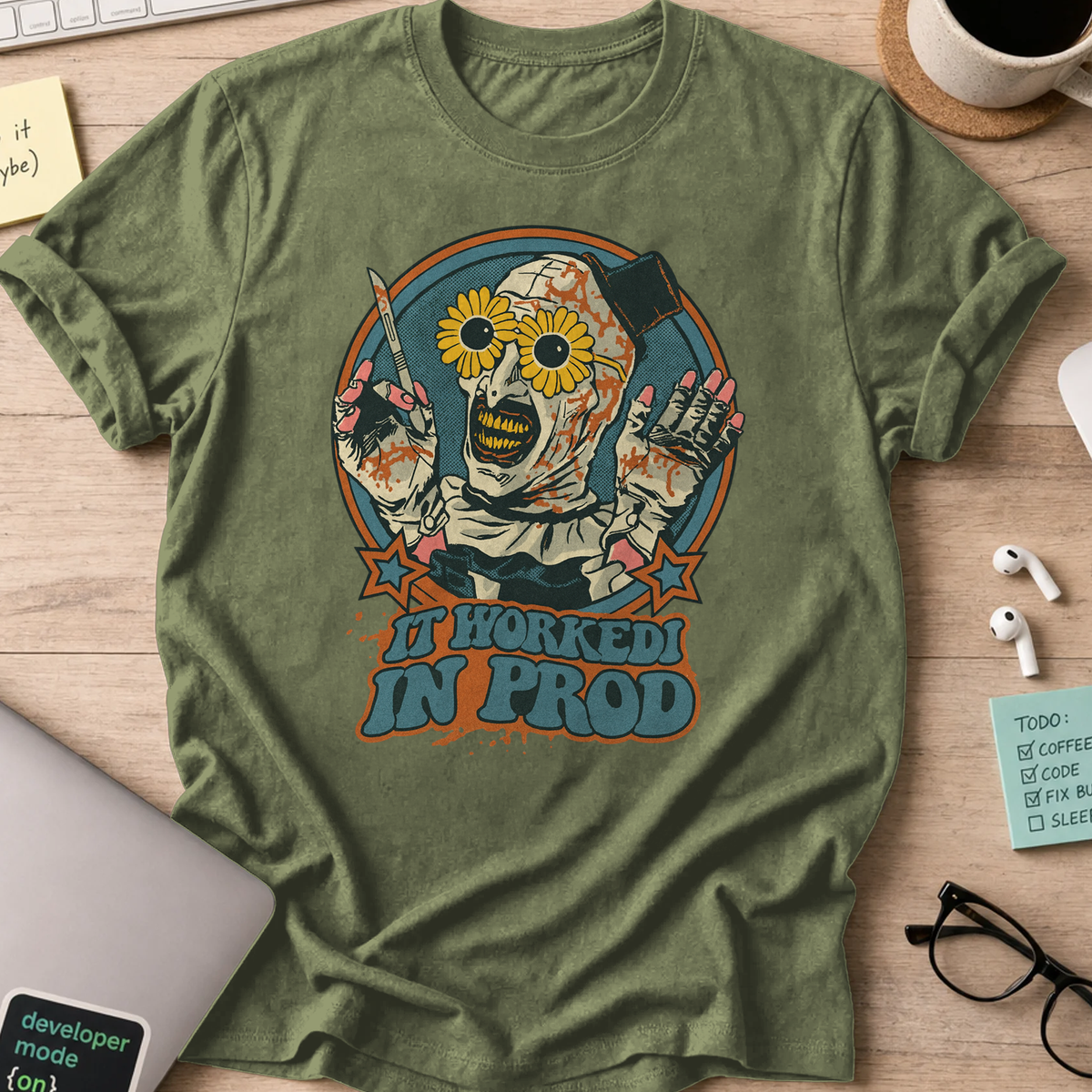it worked in prod shirt - Military Green