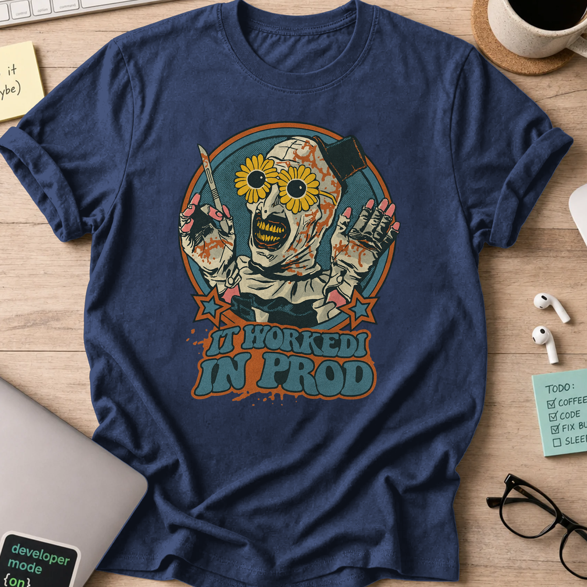 it worked in prod shirt - Navy