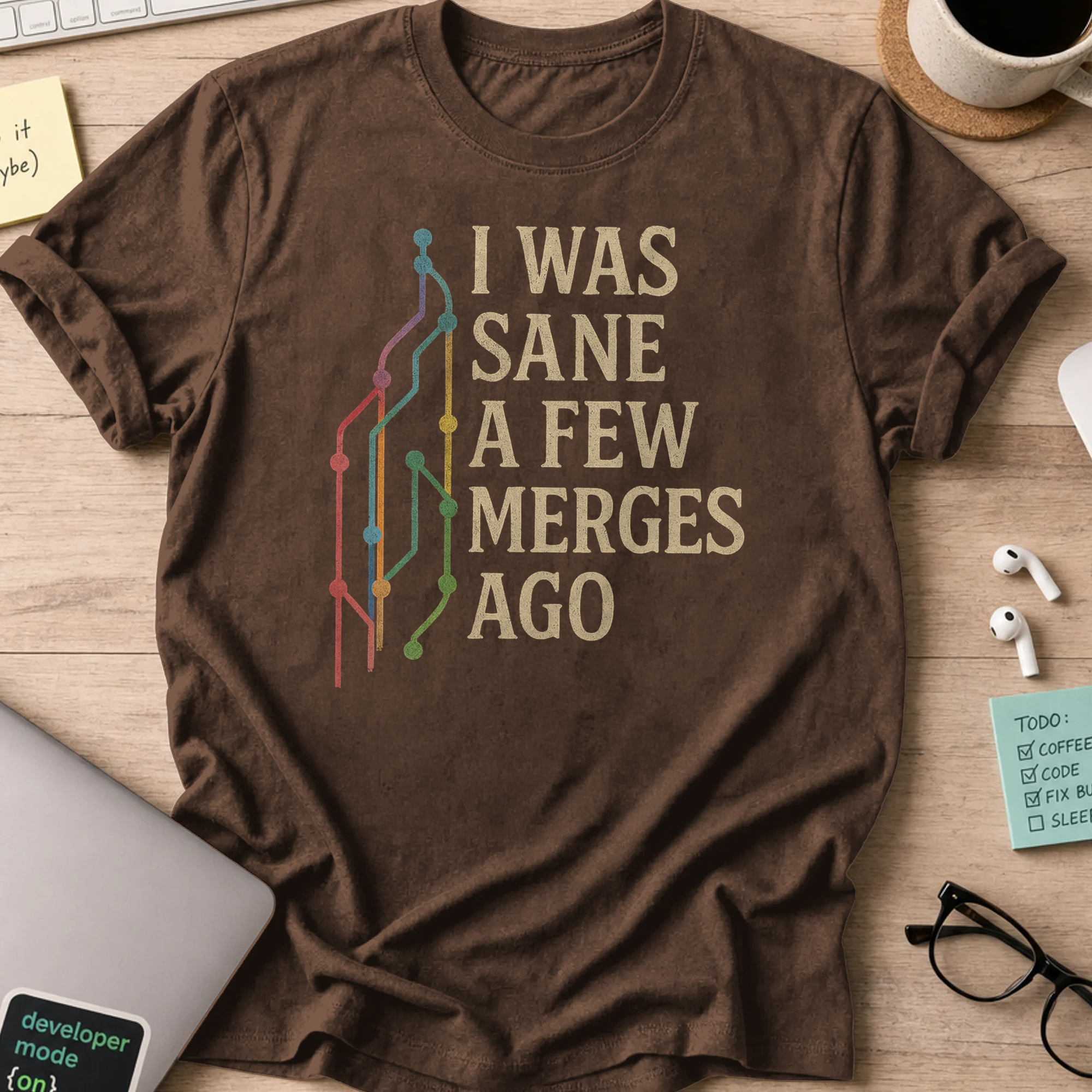 i was sane few merges ago shirt - Dark Chocolate
