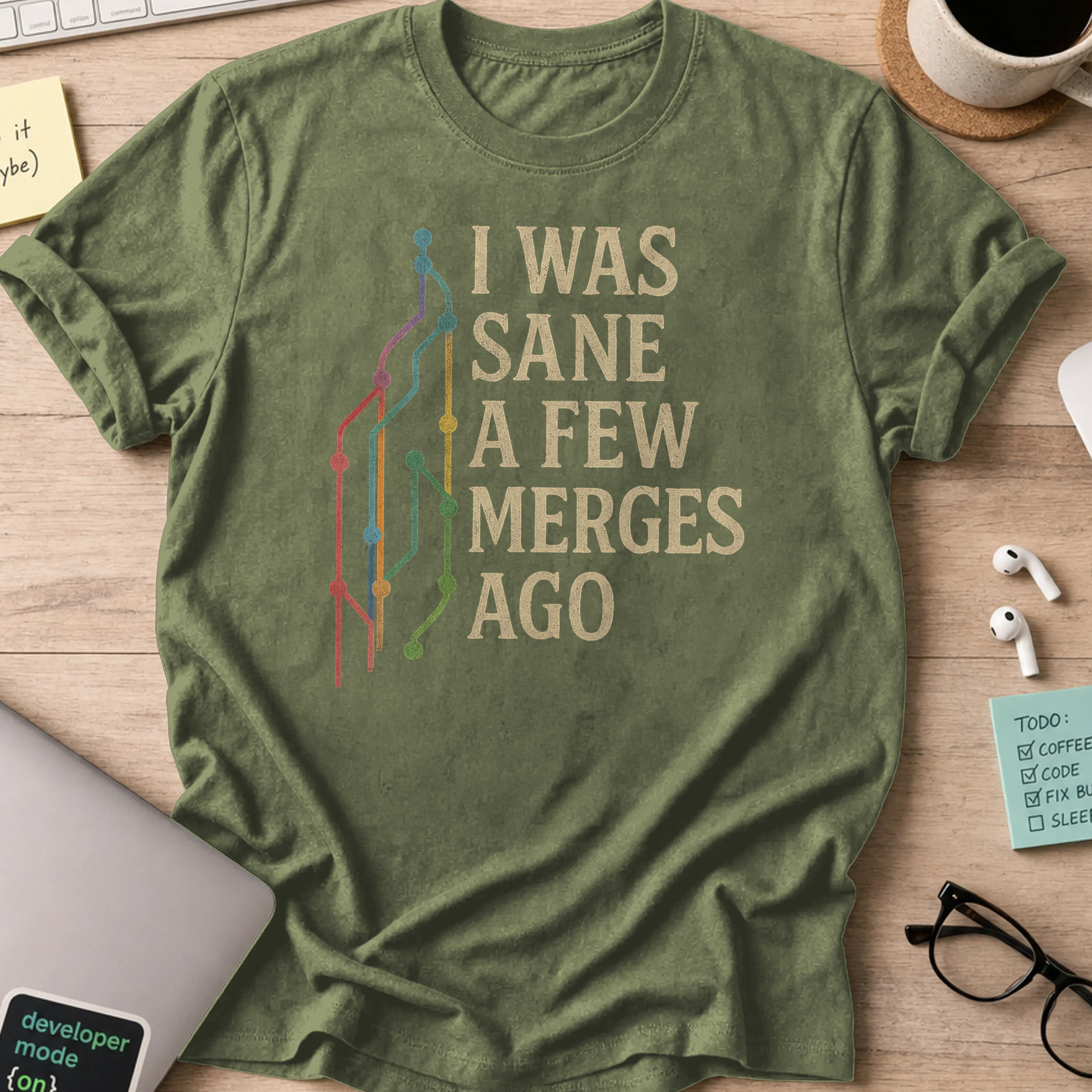 i was sane few merges ago shirt - Military Green
