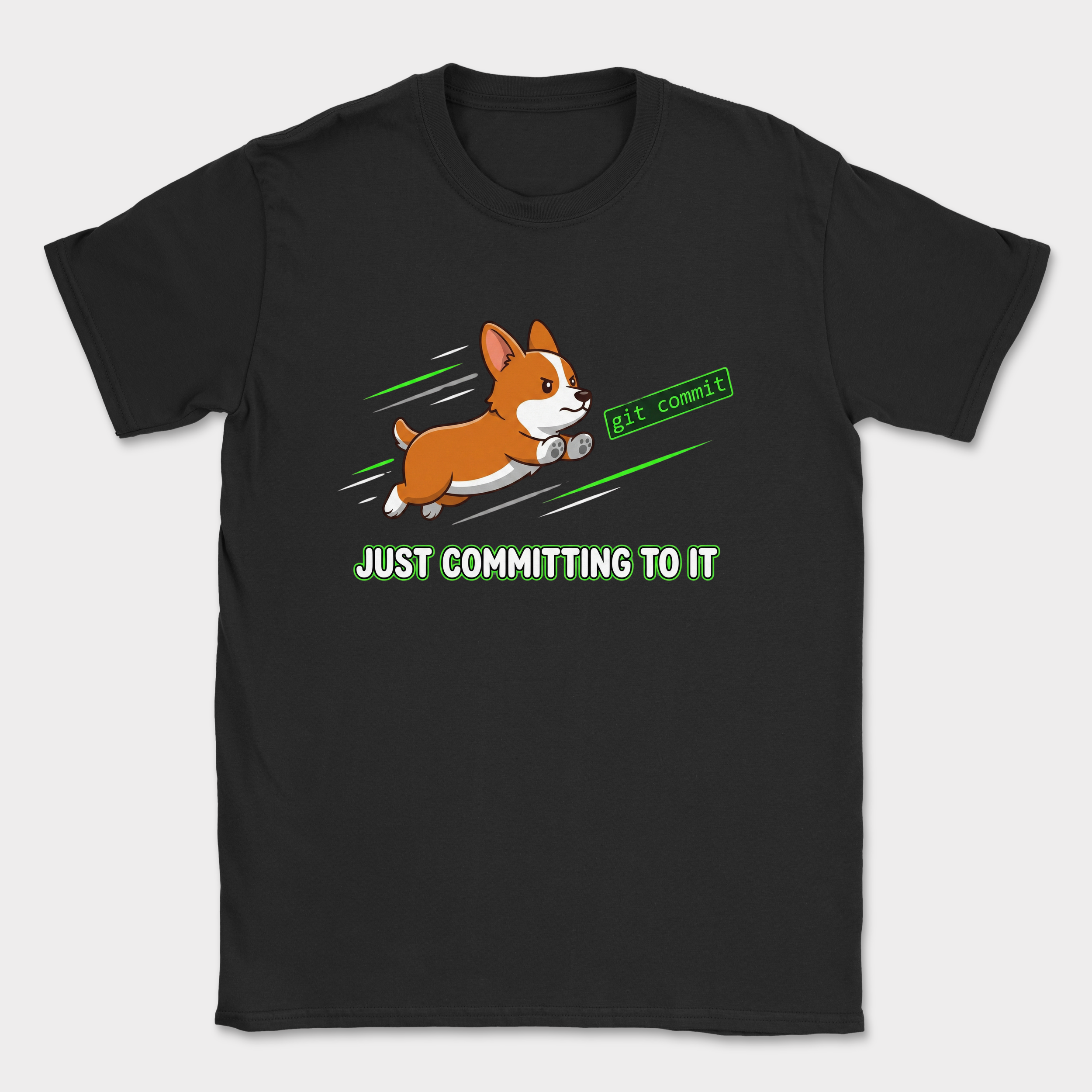 just committing to it corgi shirt — Black