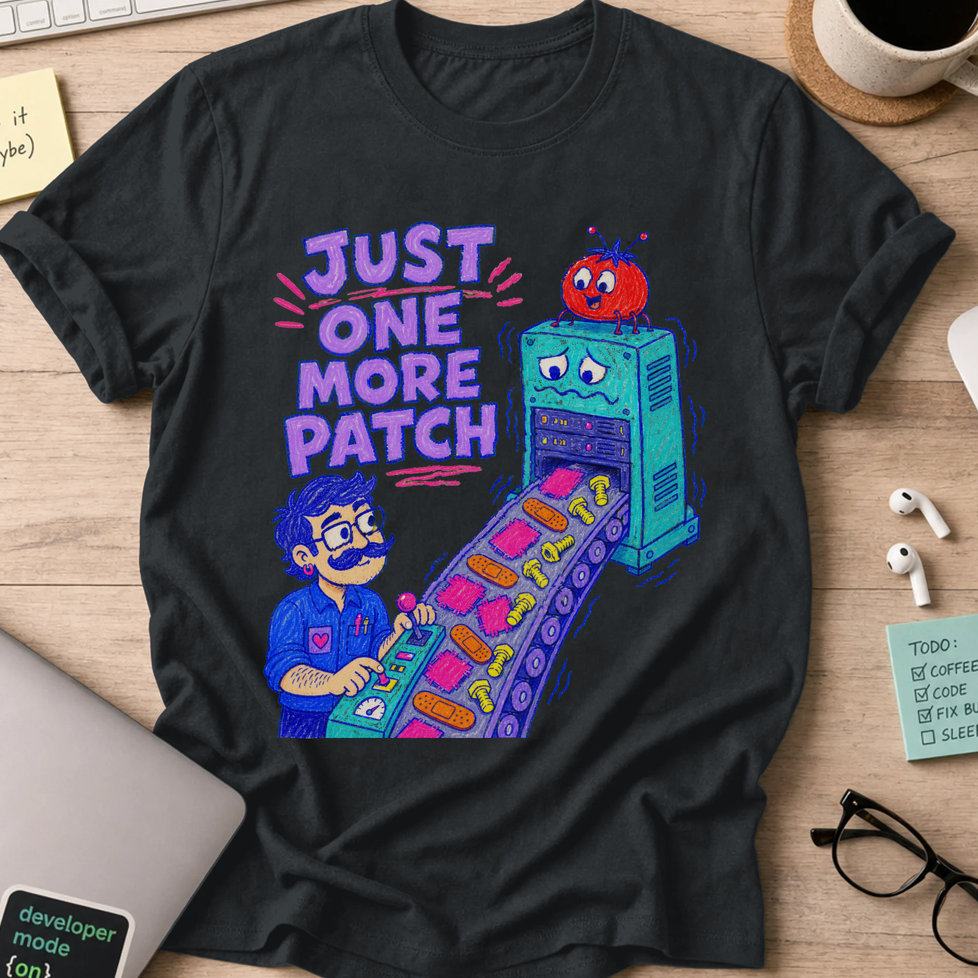 Just One More Patch Shirt — Black storefront mockup