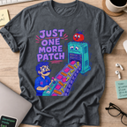 Just One More Patch Shirt — Dark Heather storefront mockup