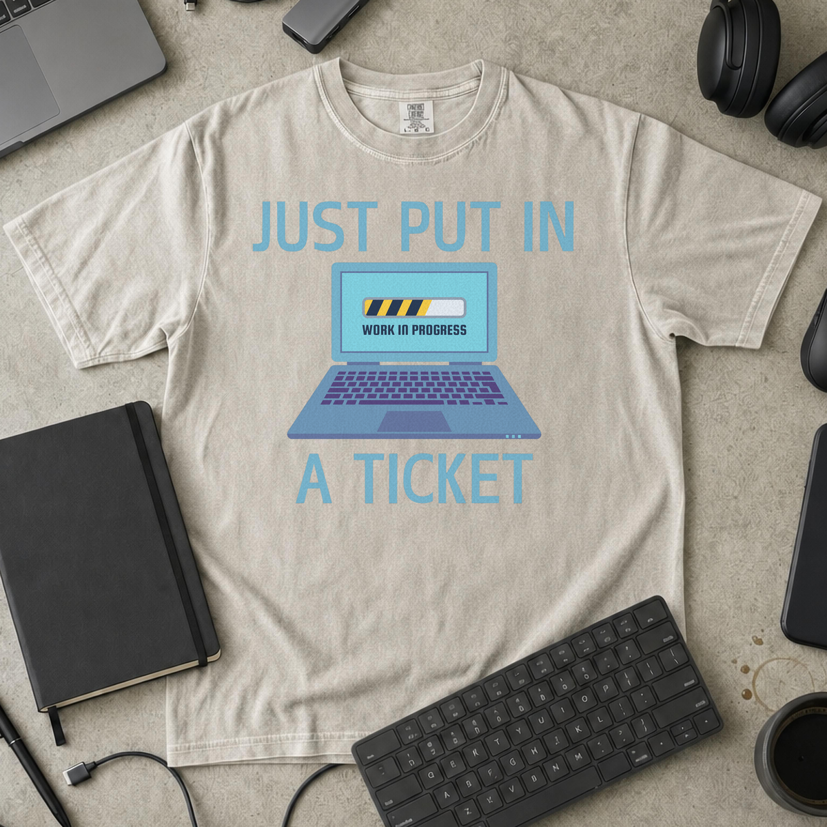 just put in a ticket Premium Shirt — ivory Premium Shirt mock-up