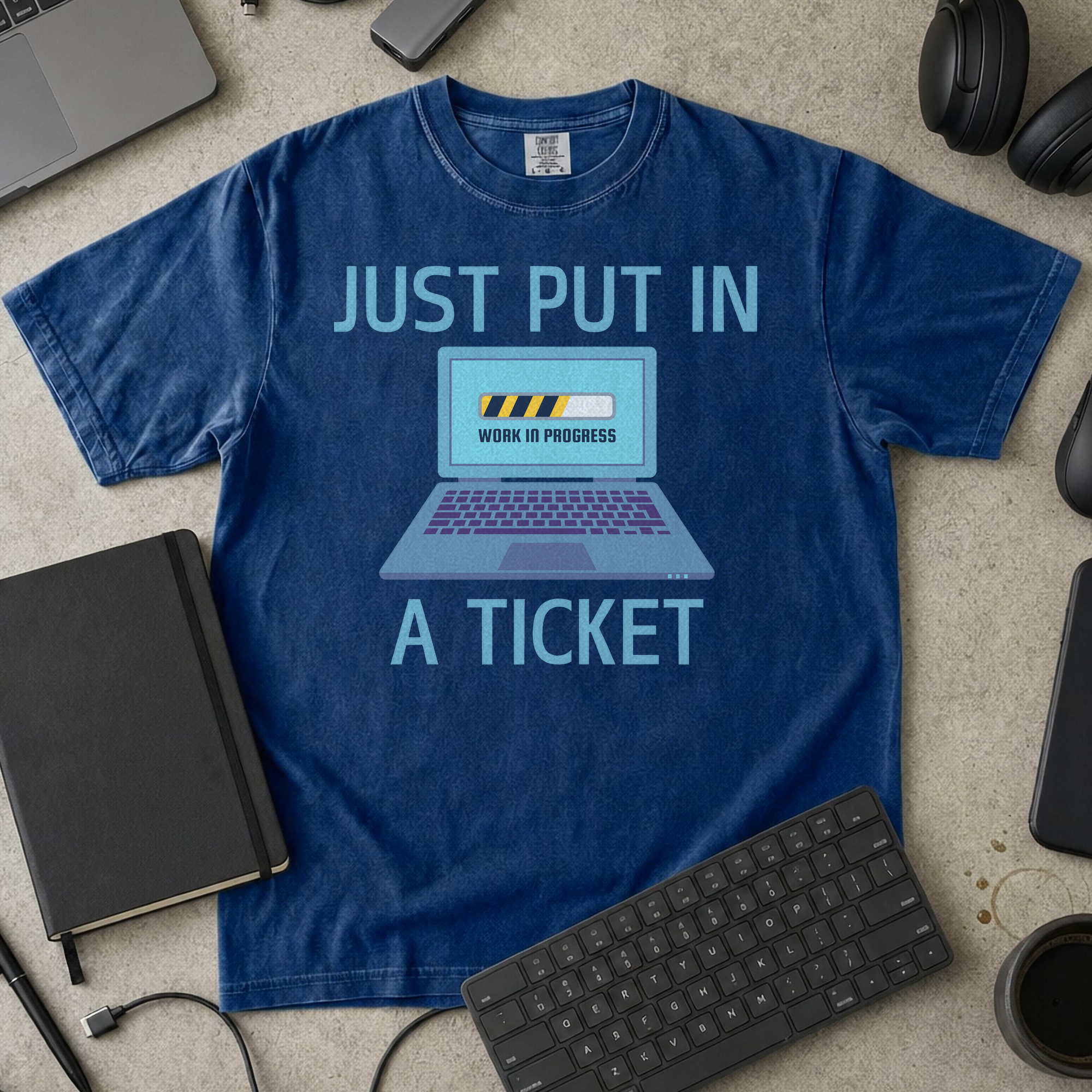 just put in a ticket Premium Shirt — true navy Premium Shirt mock-up