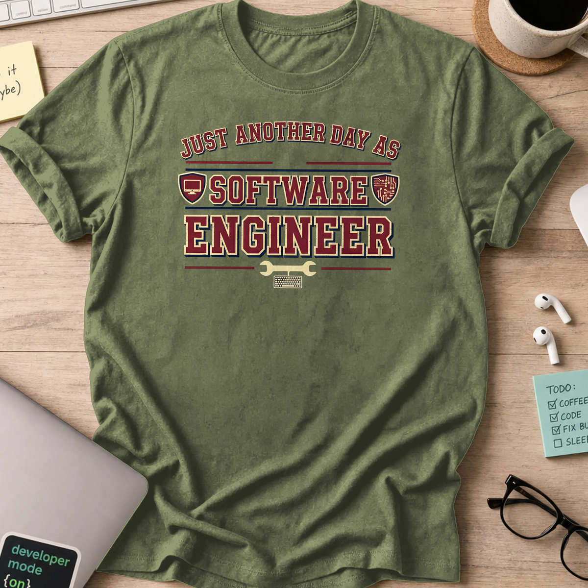 just another day as software engineer shirt - Military Green