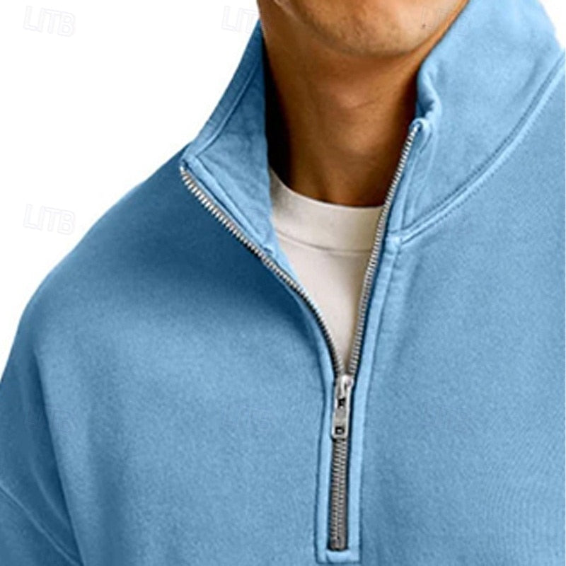 Men's Sweatshirt Quarter-Zip Stand Collar