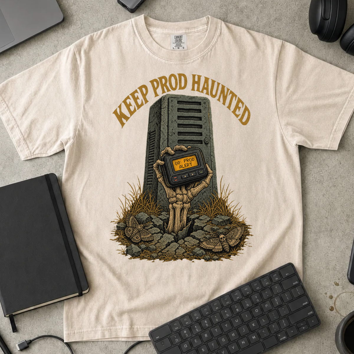 Keep Prod Haunted Shirt — Ivory Comfort Colors 1717 flat lay