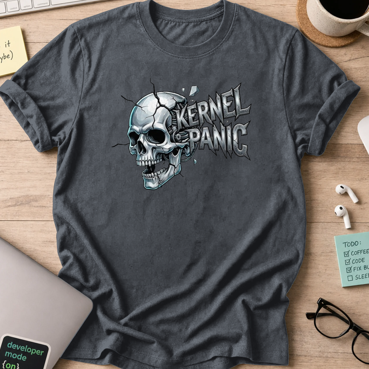 kernel panic shirt - Dark Heather