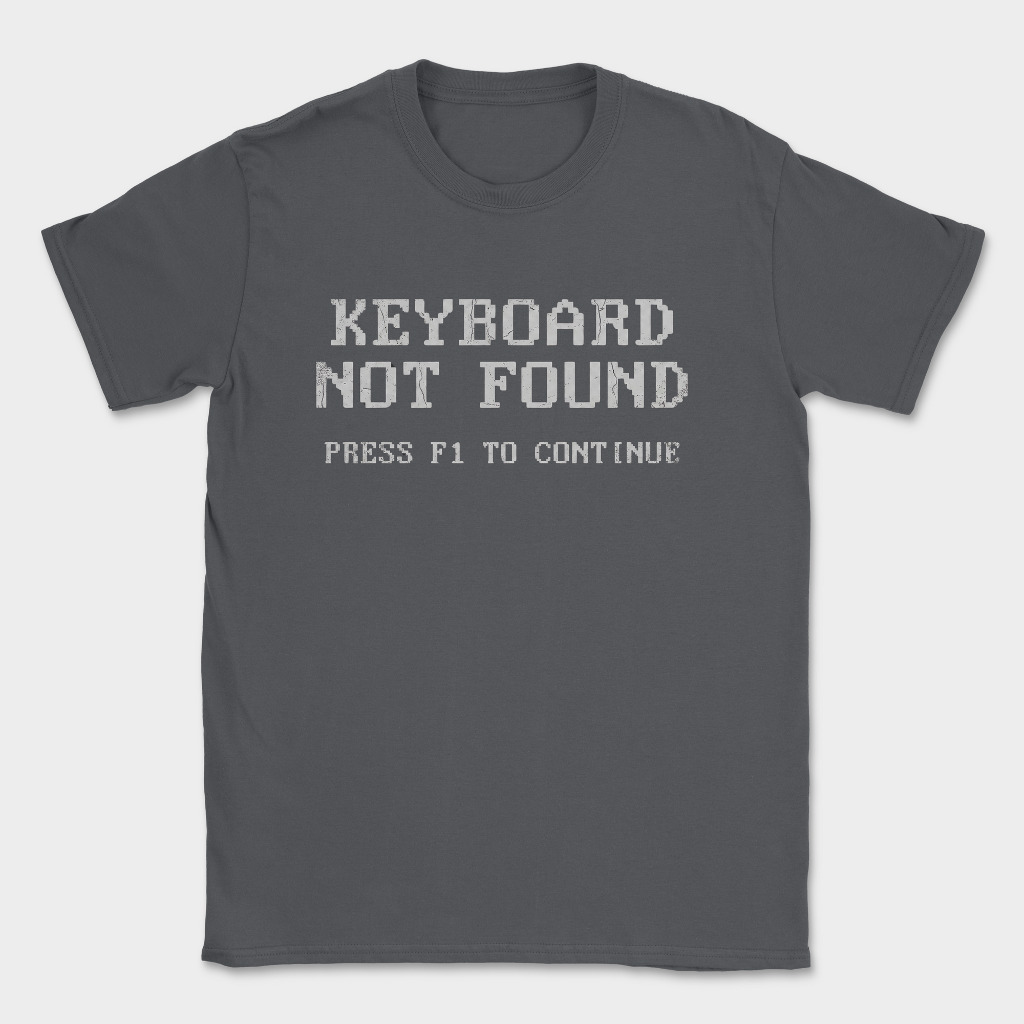 keyboard not found shirt — Dark Heather Grey