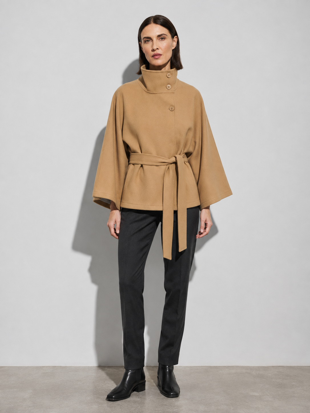 Women's Jacket High Neck Batwing Sleeve