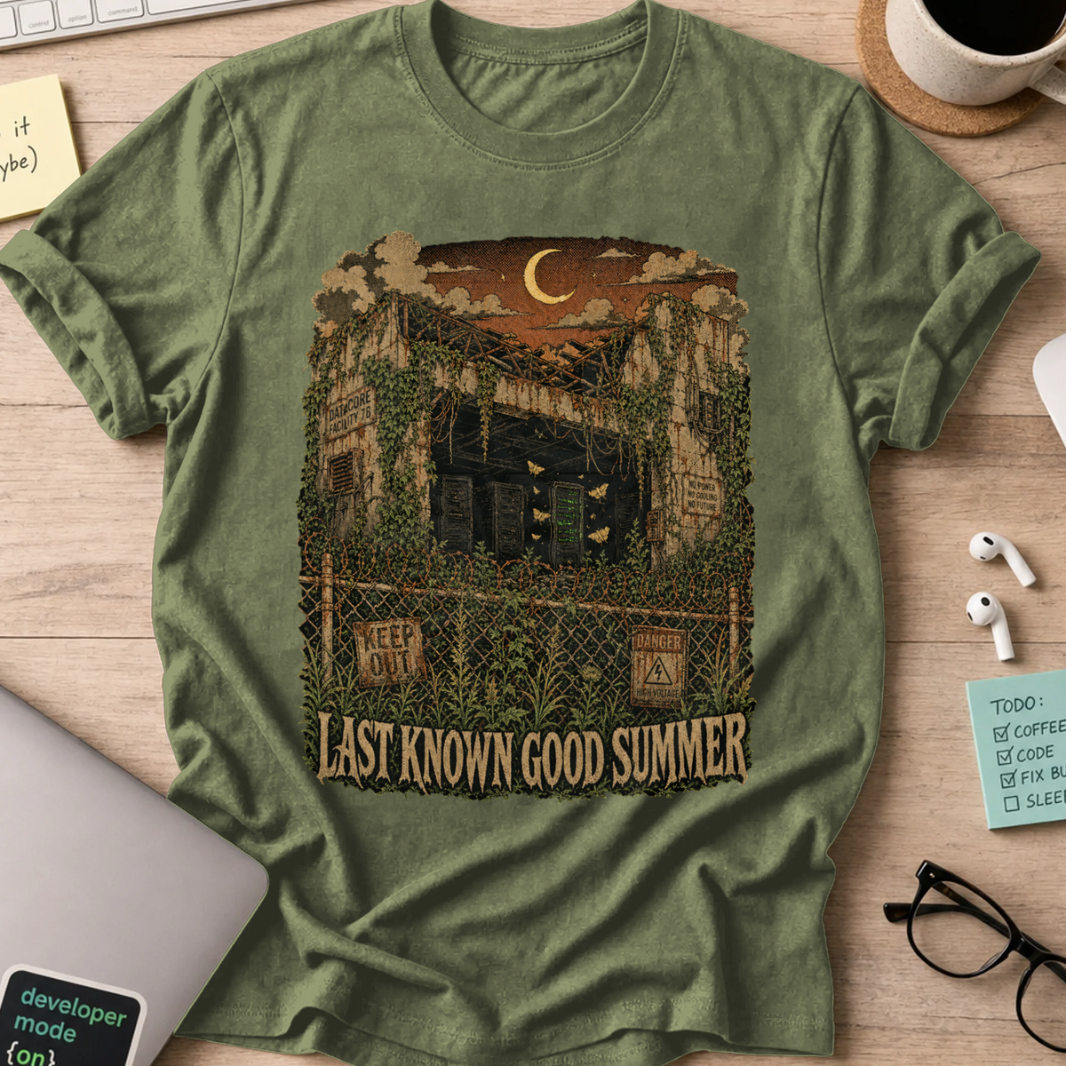 Last Known Good Summer Shirt — Military Green storefront mockup