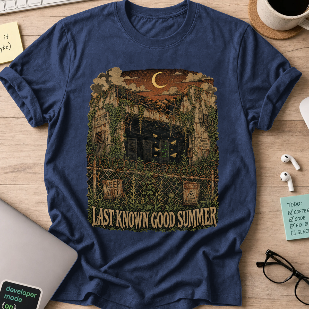 Last Known Good Summer Shirt — Navy storefront mockup