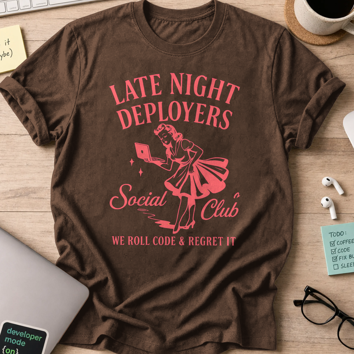 Late night deployer girls shirt - Dark Chocolate