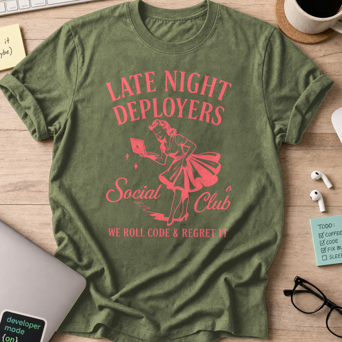 Late night deployer girls shirt - Military Green