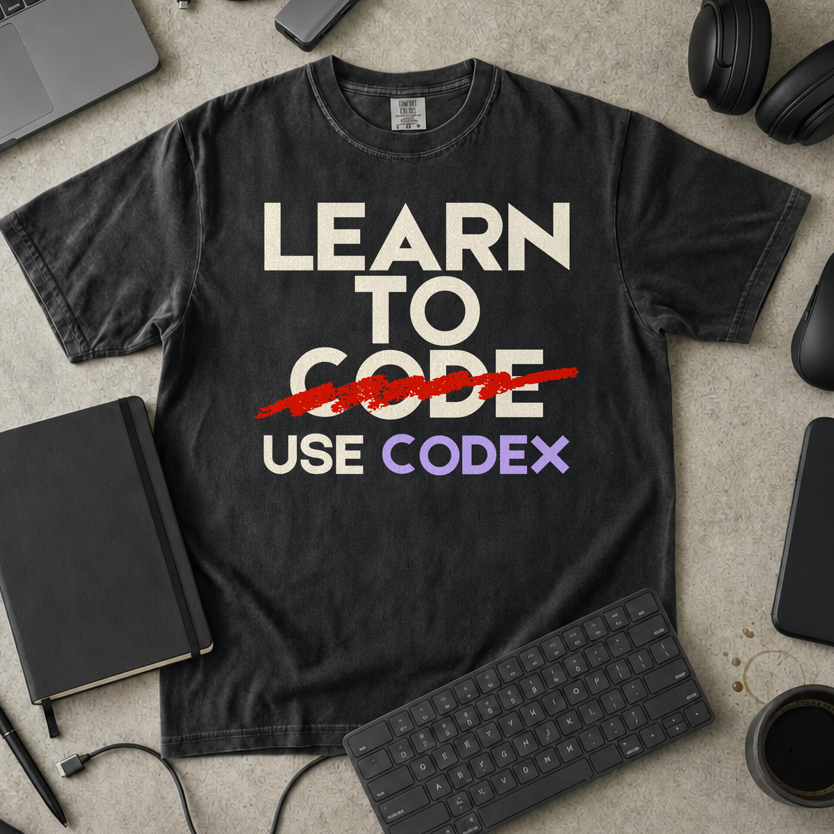 Learn To Code Use Codex Premium Shirt — black Premium Shirt mock-up