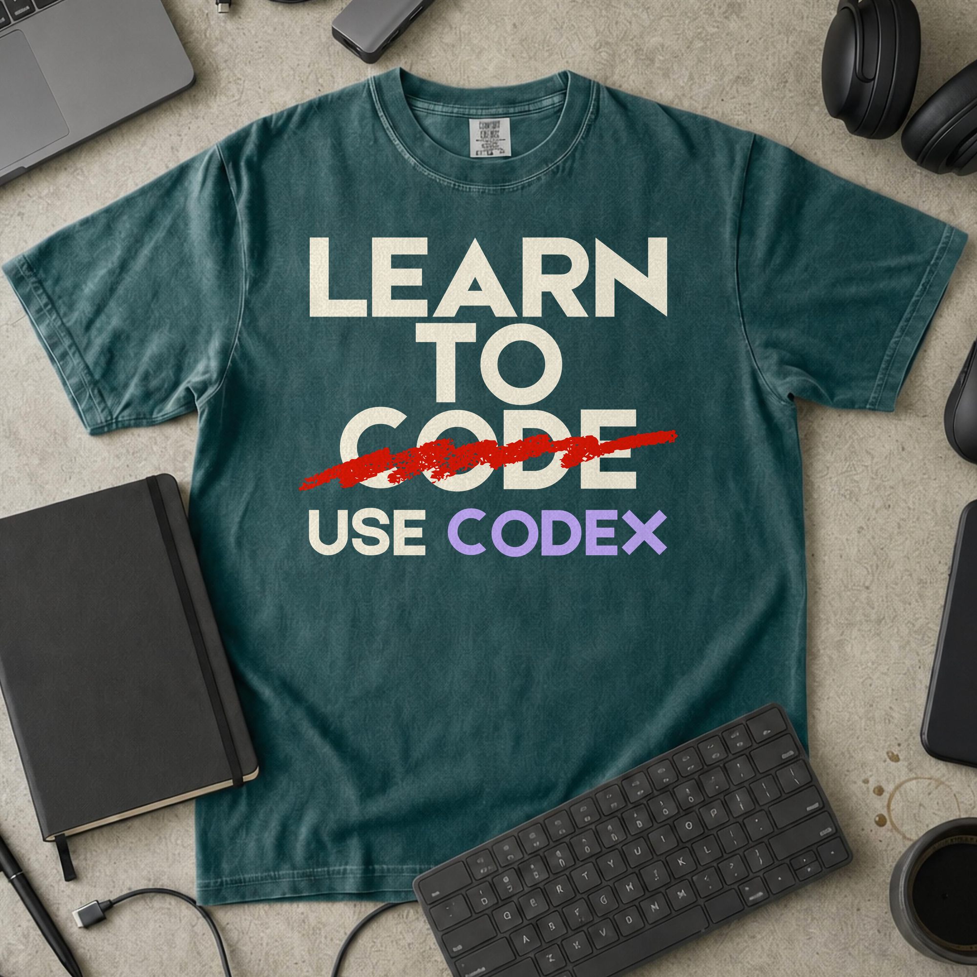 Learn To Code Use Codex Premium Shirt — blue spruce Premium Shirt mock-up